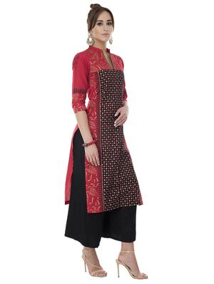 Block print straight kurta - 15621082 - Standard Image - 2
