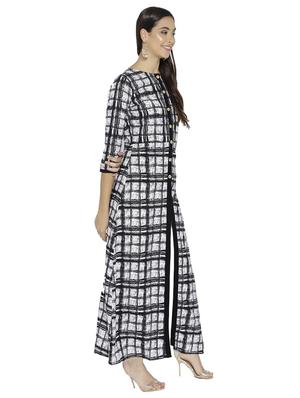 Monochrome slit checkered kurta - 15621084 - Standard Image - 2