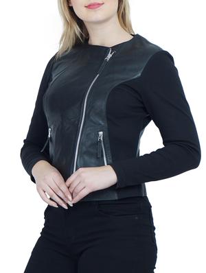 Asymmetric zip up leather jacket - 15621157 - Standard Image - 2