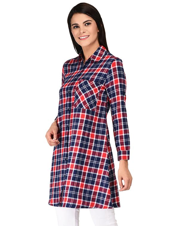 pocket patch checkered tunic - 15621194 - Zoom Image - 2