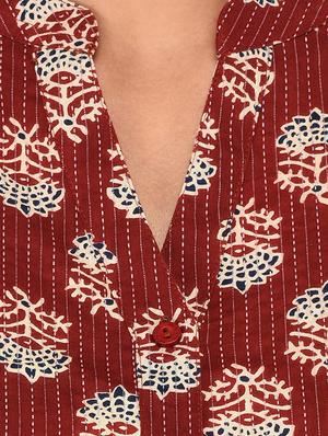 mandarin neck curved hem shirt - 15621197 - Standard Image - 5