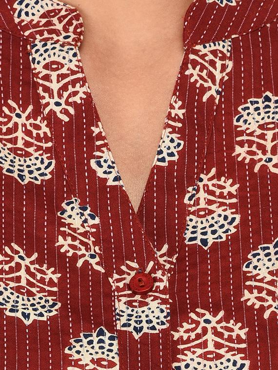 mandarin neck curved hem shirt - 15621197 - Zoom Image - 5