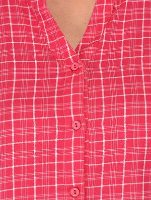 mandarin neck checkered shirt - 15621202 - Standard Image - 5
