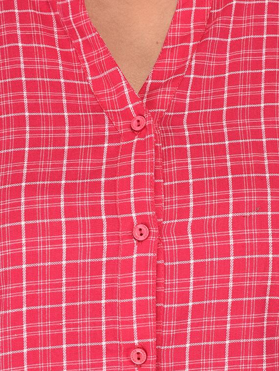 mandarin neck checkered shirt - 15621202 - Zoom Image - 5