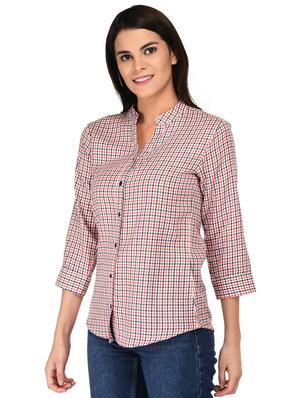 mandarin neck shepherd checks shirt - 15621203 - Standard Image - 2