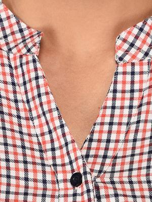 mandarin neck shepherd checks shirt - 15621203 - Standard Image - 5