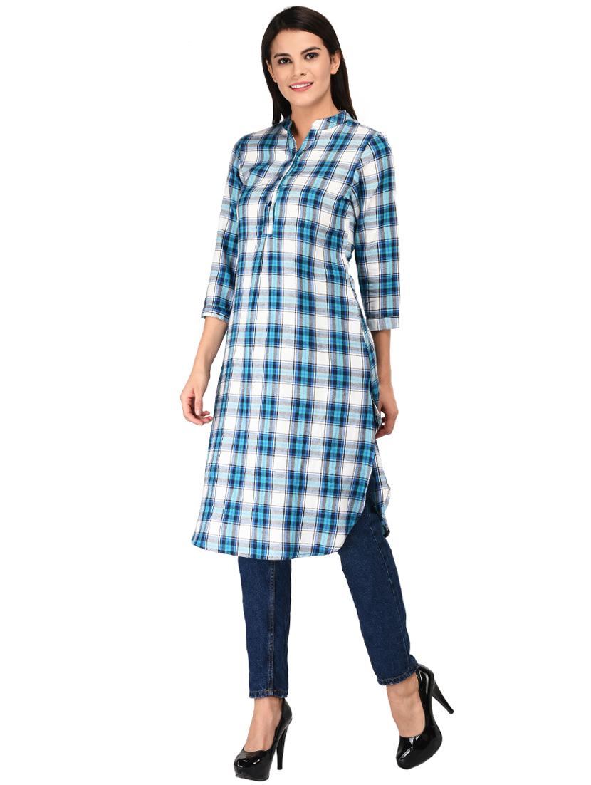 button detail glen plaid tunic - 15621206 - Zoom Image - 2