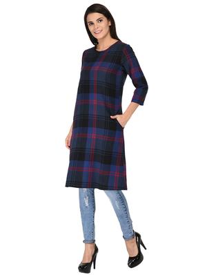 round neck plaid tunic - 15621208 - Standard Image - 2