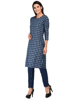 round neck checkered tunic - 15621209 - Standard Image - 2