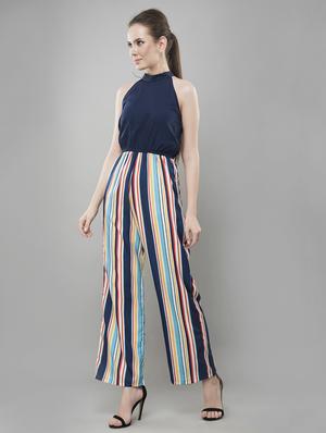 striped full leg jumpsuit - 15621235 - Standard Image - 2