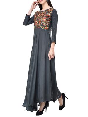 Embroidered flared gown - 15621412 - Standard Image - 2