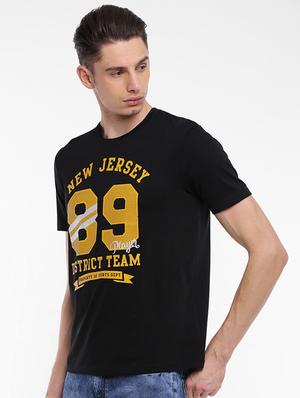 black cotton chest print t-shirt - 15621441 - Standard Image - 2