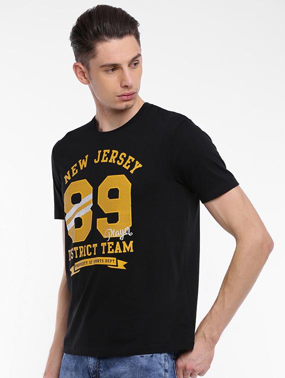 black cotton chest print t-shirt - 15621441 - Zoom Image - 2
