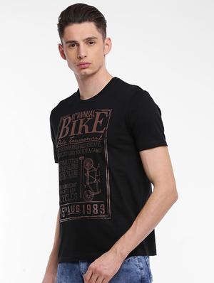 black cotton front print tshirt - 15621443 - Standard Image - 2