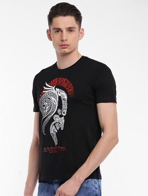 black cotton front print tshirt - 15621444 - Standard Image - 2