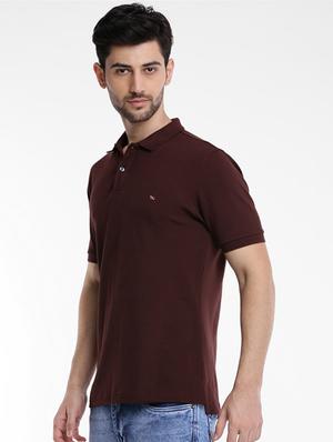 brown solid polo t-shirt - 15621450 - Standard Image - 2