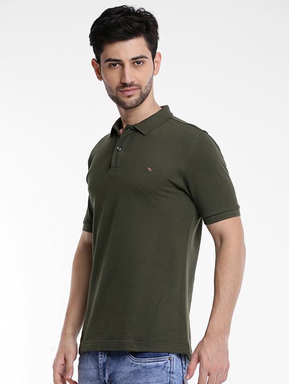 olive green cotton polo t-shirt - 15621452 - Zoom Image - 2