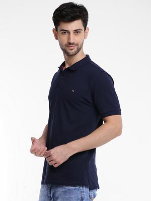 dark blue cotton polo t-shirt - 15621454 - Standard Image - 2