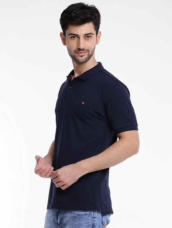 dark blue cotton polo t-shirt - 15621454 - Zoom Image - 2