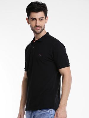 black cotton polo t-shirt - 15621457 - Standard Image - 2