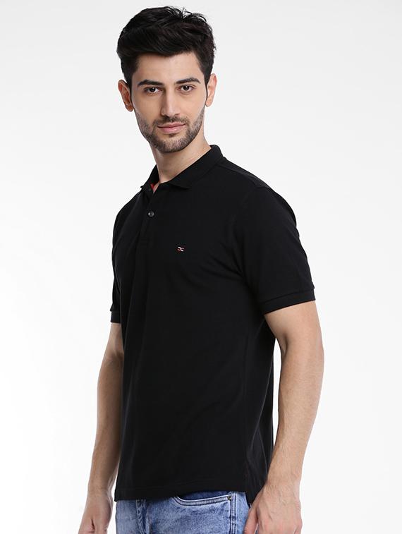 black cotton polo t-shirt - 15621457 - Zoom Image - 2