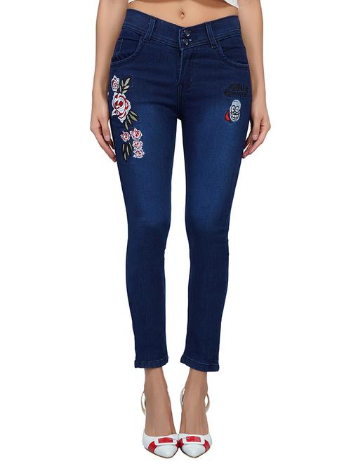 embroidered detail mid rise jeans - 15621474 - Standard Image - 1