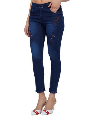 embroidered detail mid rise jeans - 15621475 - Standard Image - 2