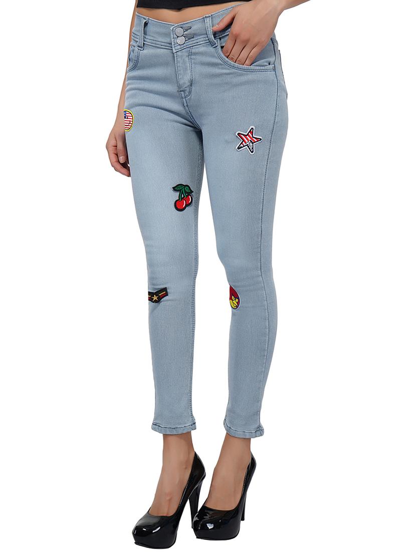 graphic patch mid rise jeans - 15621481 - Zoom Image - 2