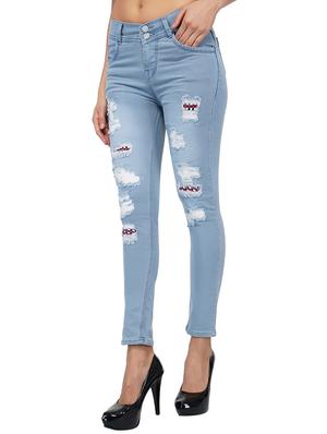 ankle length patch work distress jeans - 15621486 - Standard Image - 2
