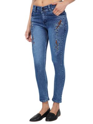 embroidered detail ankle length jeans - 15621488 - Standard Image - 2