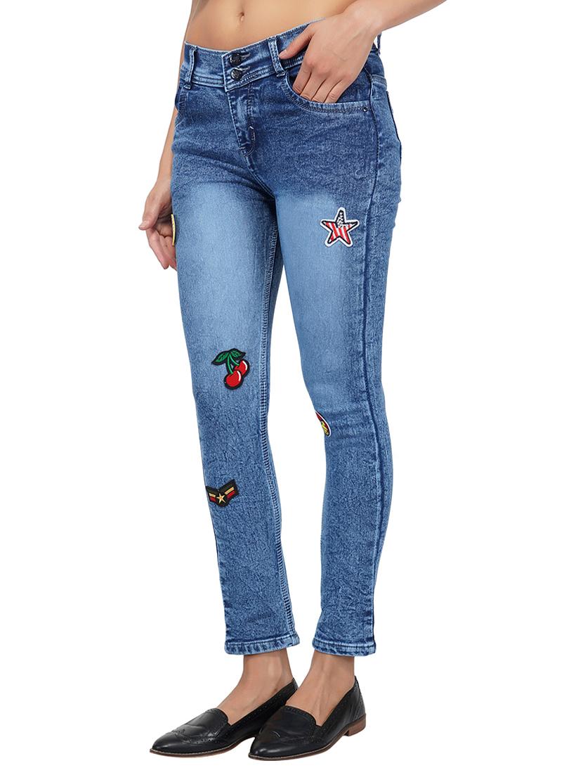 graphic patch ankle length jeans - 15621490 - Zoom Image - 2