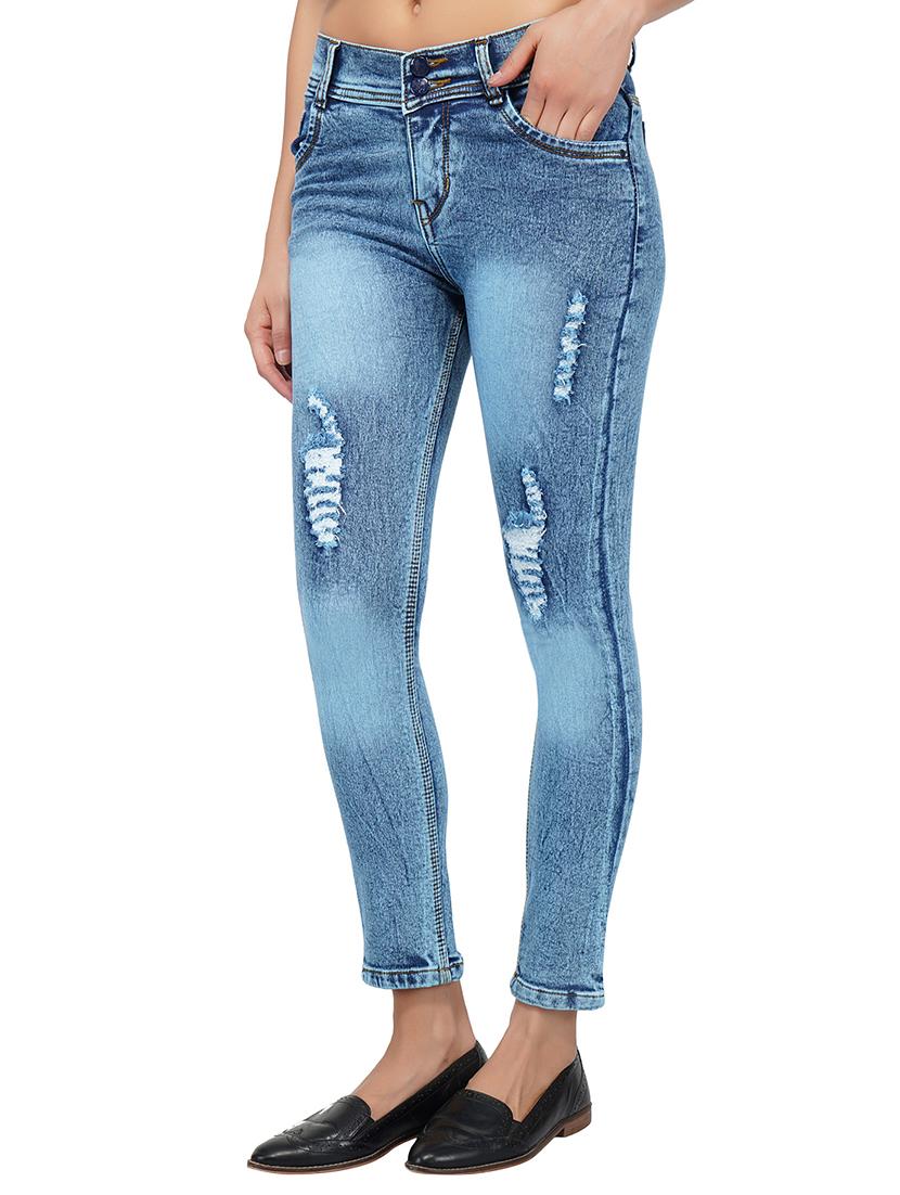 mid rise acid wash distress jeans - 15621491 - Zoom Image - 2
