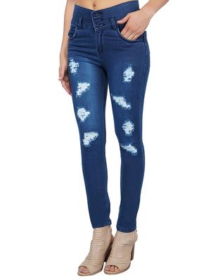 high waist distress jeans - 15621498 - Standard Image - 2