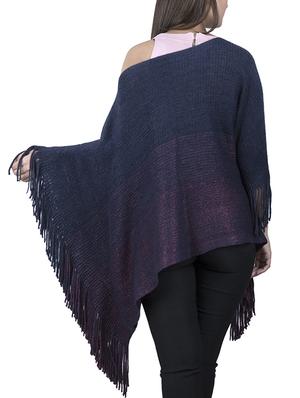 single shoulder fringed hem poncho - 15621638 - Standard Image - 2