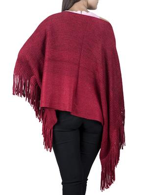 single shoulder fringed hem poncho - 15621640 - Standard Image - 2