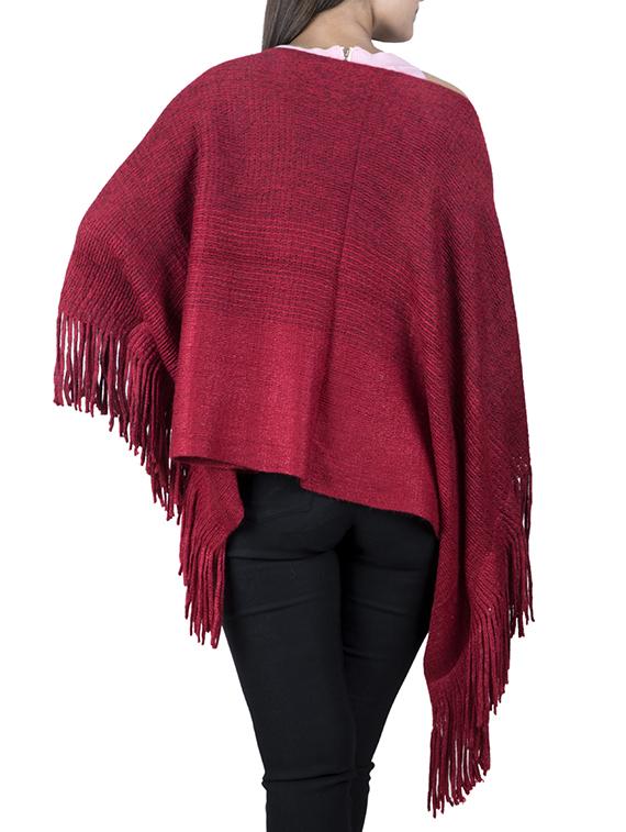 single shoulder fringed hem poncho - 15621640 - Zoom Image - 2