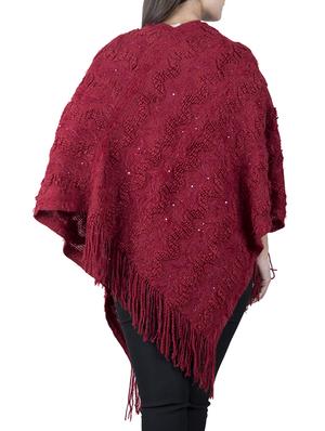fringe detail woolen poncho - 15621665 - Standard Image - 2
