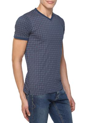 blue cotton blend all over print t-shirt - 15621802 - Standard Image - 2