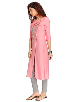 Embroidered slit a-line kurta - 15621805 - Standard Image - 2