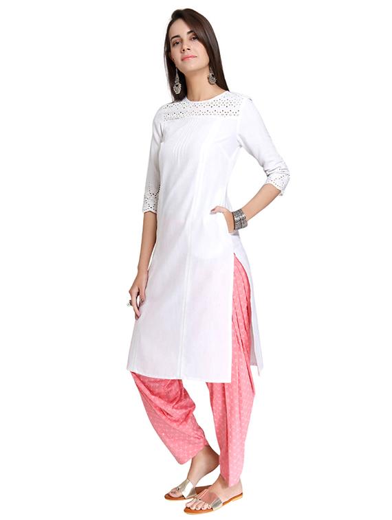 Straight pintucks kurta - 15621811 - Zoom Image - 2
