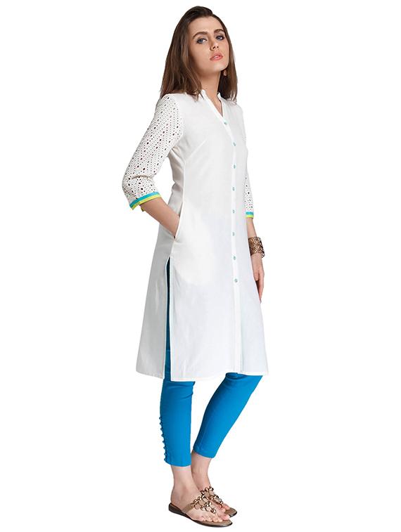 Straight block print kurta - 15621813 - Zoom Image - 2