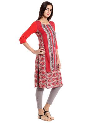 Straight printed kurta - 15621814 - Standard Image - 2