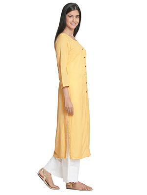 Straight solid lace kurta - 15621815 - Standard Image - 2