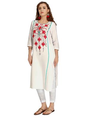 Straight embroidered kurta - 15621823 - Standard Image - 2
