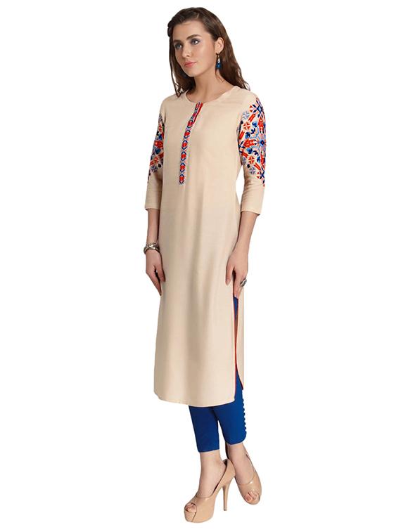 Straight embroidered kurta - 15621825 - Zoom Image - 2