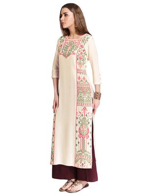 Straight embroidered pintucks kurta - 15621826 - Standard Image - 2