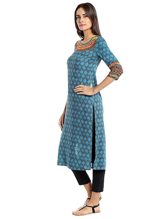 Straight embellished kurta - 15621828 - Zoom Image - 2
