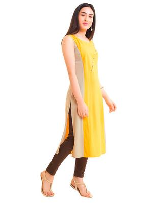 Straight color block kurta - 15621847 - Standard Image - 2