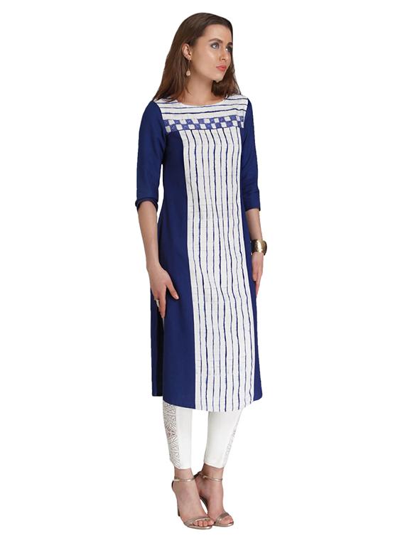 Straight stripes kurta - 15621850 - Zoom Image - 2