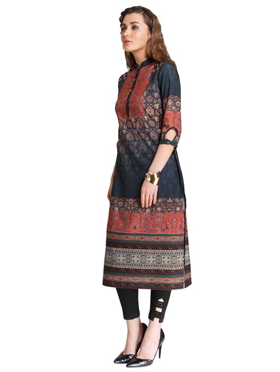 Straight printed kurta - 15621852 - Zoom Image - 2